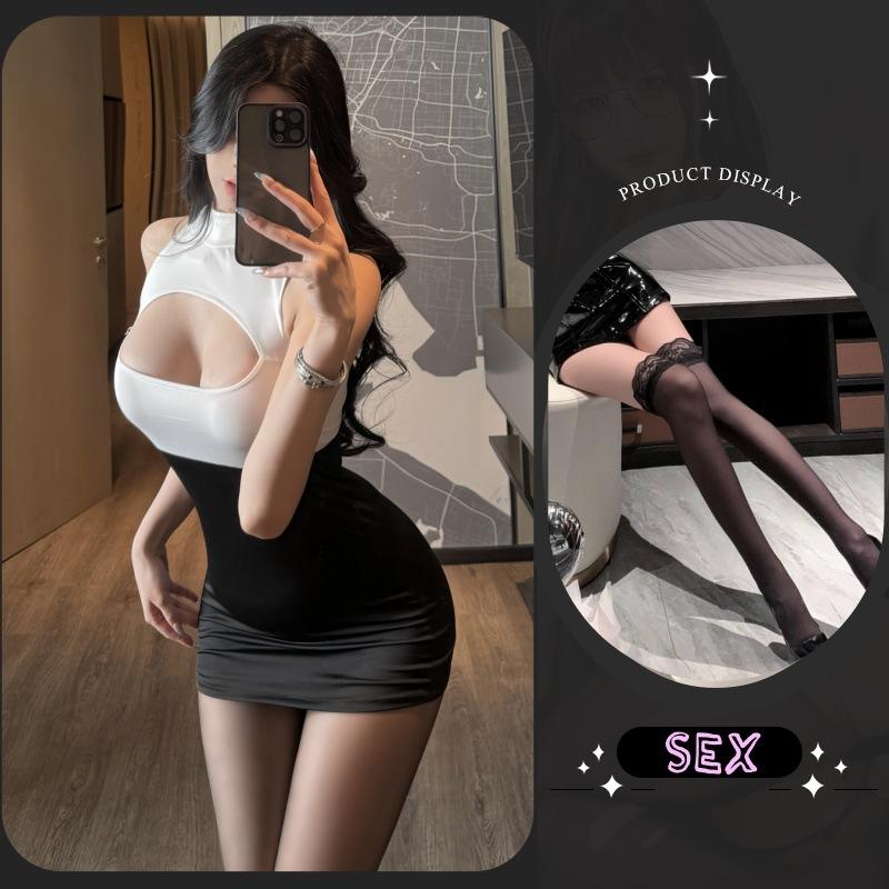 Spice Lingerie Passion Secretary Cosplay Lace Uniform Seduction Lace-up Strap-up Hip-wrap Nightdress Suit