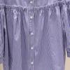 Spring Fashion Casual Stand Collar Striped Shirt Women's Versatile Ninth Sleeve Lace Shirt