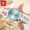 OLEVS Womens Watch Luxury Elegant Fashion Rhinestone Bezel Ceramic Strap Wristwatch Waterproof Date Watches