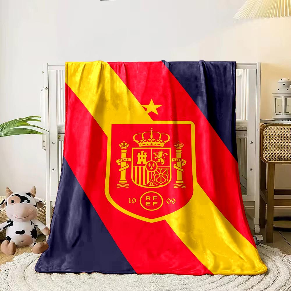 Red and Yellow Crest Design Set Designed Flannel blanket for bedroom, living room, sofa, and nap