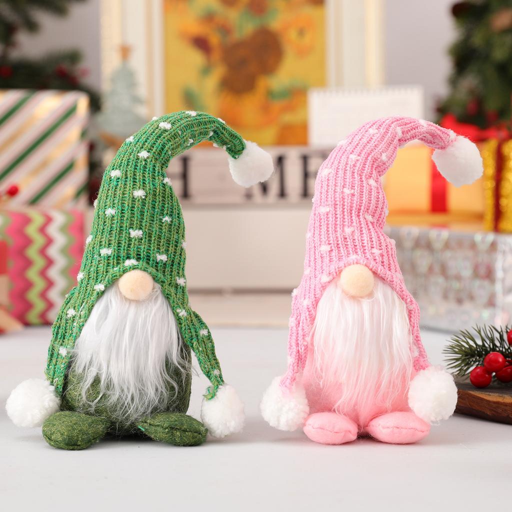 New Rudolf White Bearded Faceless Doll Christmas Doll Forest Man Knitted Hat Sitting Doll Christmas gift for kids friend 2025