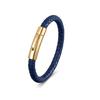 European and American Leather Bracelet Stainless Steel Snap Button Men's Woven Leather Bracelet