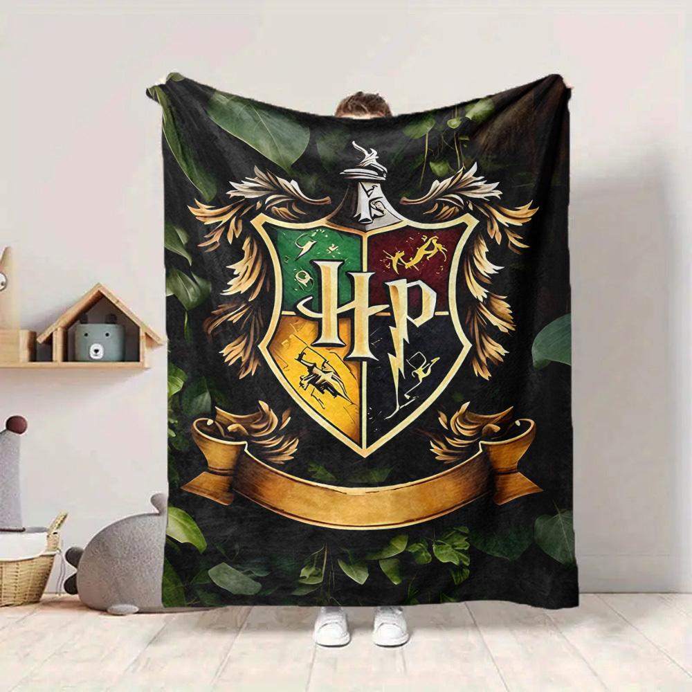 1pc Hogwarts Crest Flannel Blanket [Cozy Throw Blanket] For Sofa, Bed, Travel, Camping, Livingroom, Office, Couch, Chair, And Bed