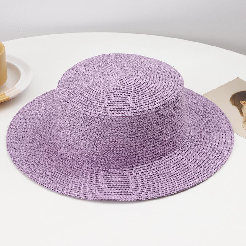 New Color Flat-top Straw Hat Women's Summer Sunshade Sunscreen Hat Versatile Beach Travel Breathable Sun Hat