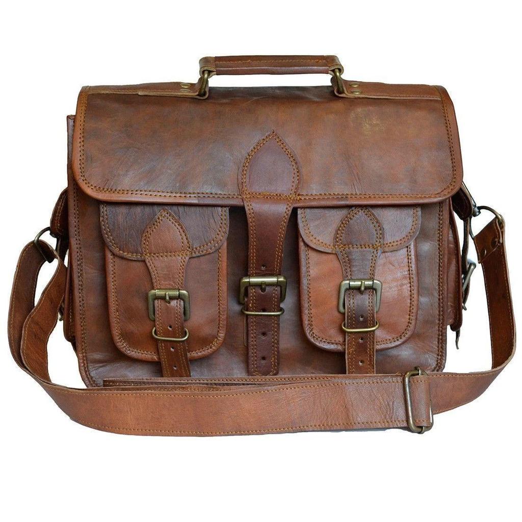 Men's & Women's Soft Vintage Leather Messenger Laptop Briefcase Satchel Bag