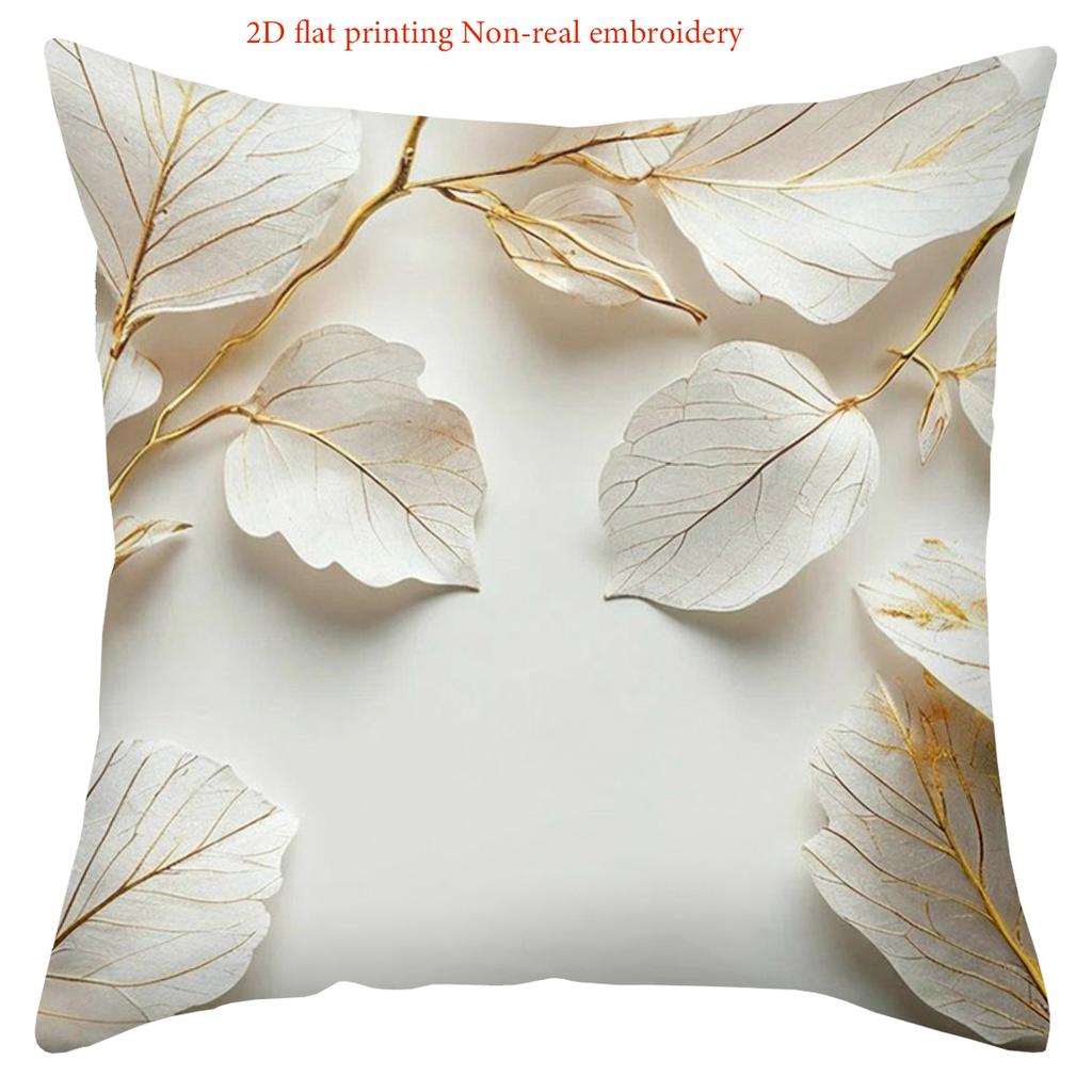 2D Flat Printed Leaf Pattern Cushion Covers for Home Decor Polyester Pillowcase, Sofa Decorative Cushion Cov Headboard Pillow