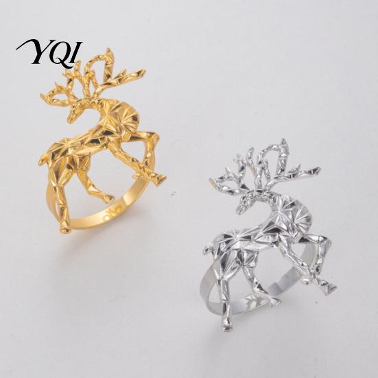 Unique Animal Shape Napkin Rings Christmas Deer Ring, Faceted Metal Elk Holder, Reusable Formal Dinner Table Decor Ring for Xmas Holiday Wedding