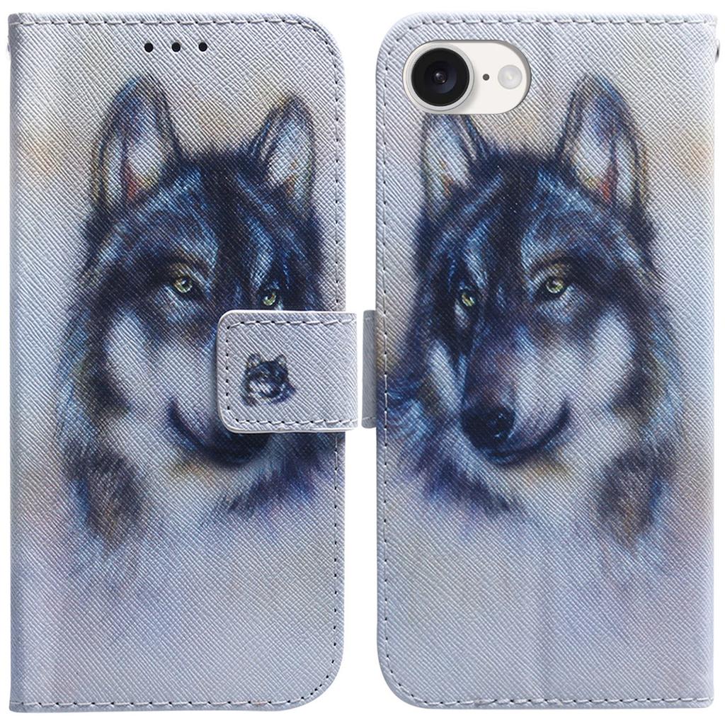 For iPhone 16e Wallet Phone Case Pattern Print Anti-Drop PU Leather Flip Cover