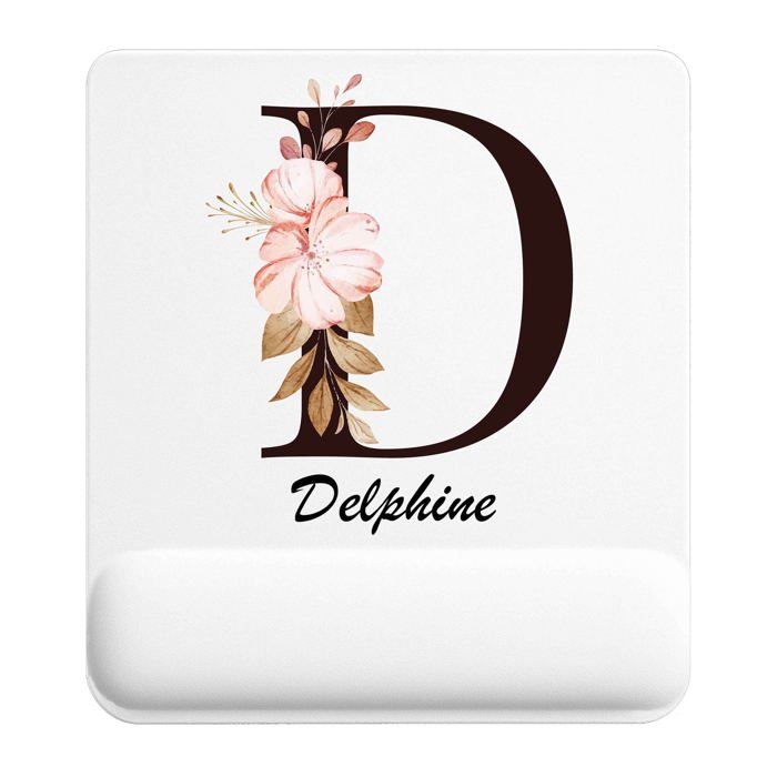 Tapis de souris - PLANETEE - Delphine Lettre Fleur - 22x18 cm - 3 mm - Surface lisse antidérapante