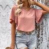 YYFS Women's Fashion Casual Solid Color Print Short Sleeve V-Neck Blouses & Shirts