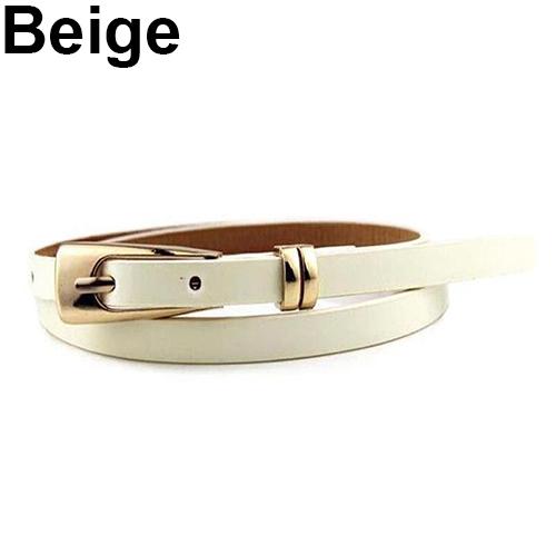 Dammode Candy Color Faux Läder Spänne Skinny Bälte Tunt midjeband Sash