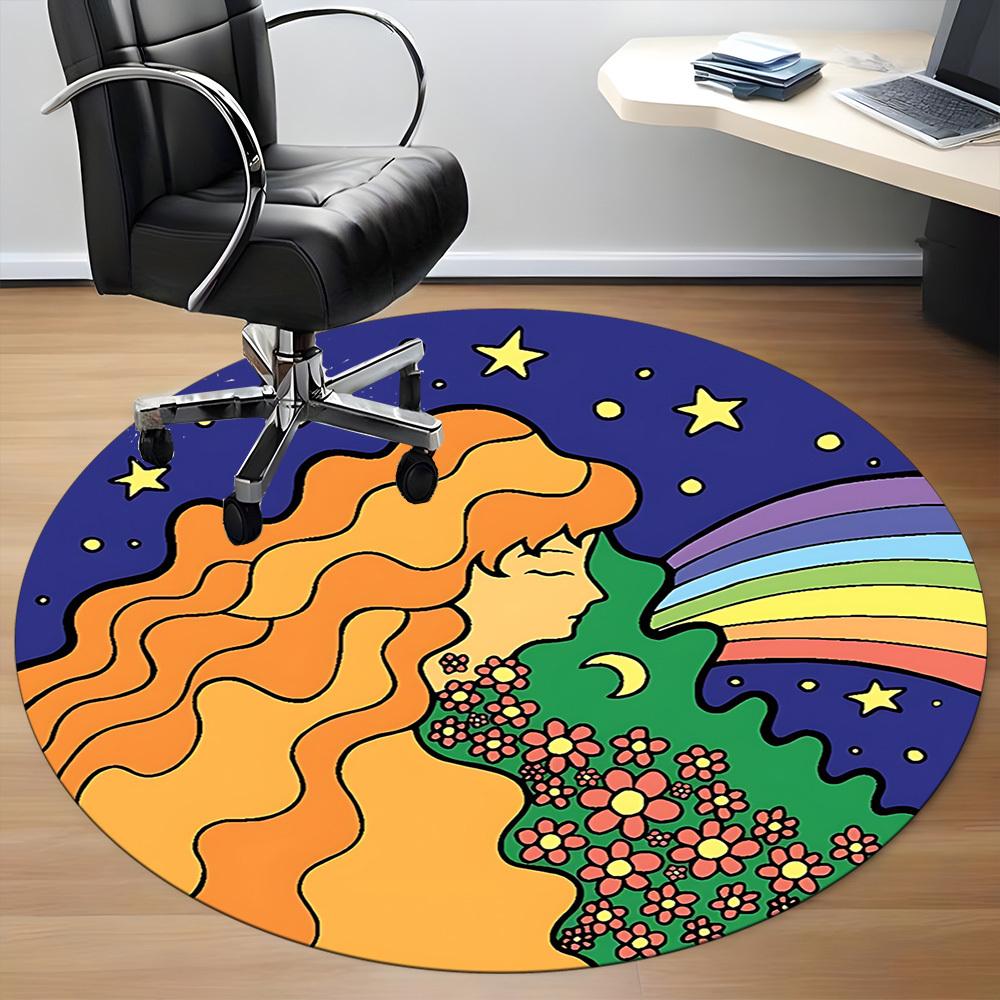 1 Stück Fantasy Universum Büro Runder Teppich, Matte Geeignet Für Büro, Unter Bürostühlen Schlafzimmer Wohnzimmer Heimdekoration, Zimmer Deko