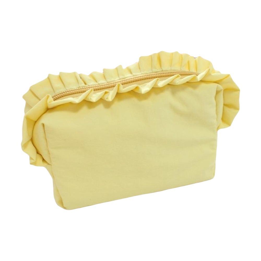 Solid Color Ruffle Makeup Bag Large Capacity Toiletry Organizer Creative Cosmetic Cases  Travel