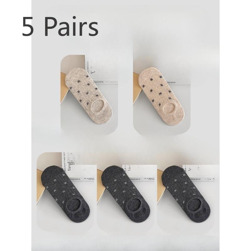 5 Pairs of  Women's Summer Thin Bow Mesh with A Shallow Mouth and Invisible Breathable Boat Socks