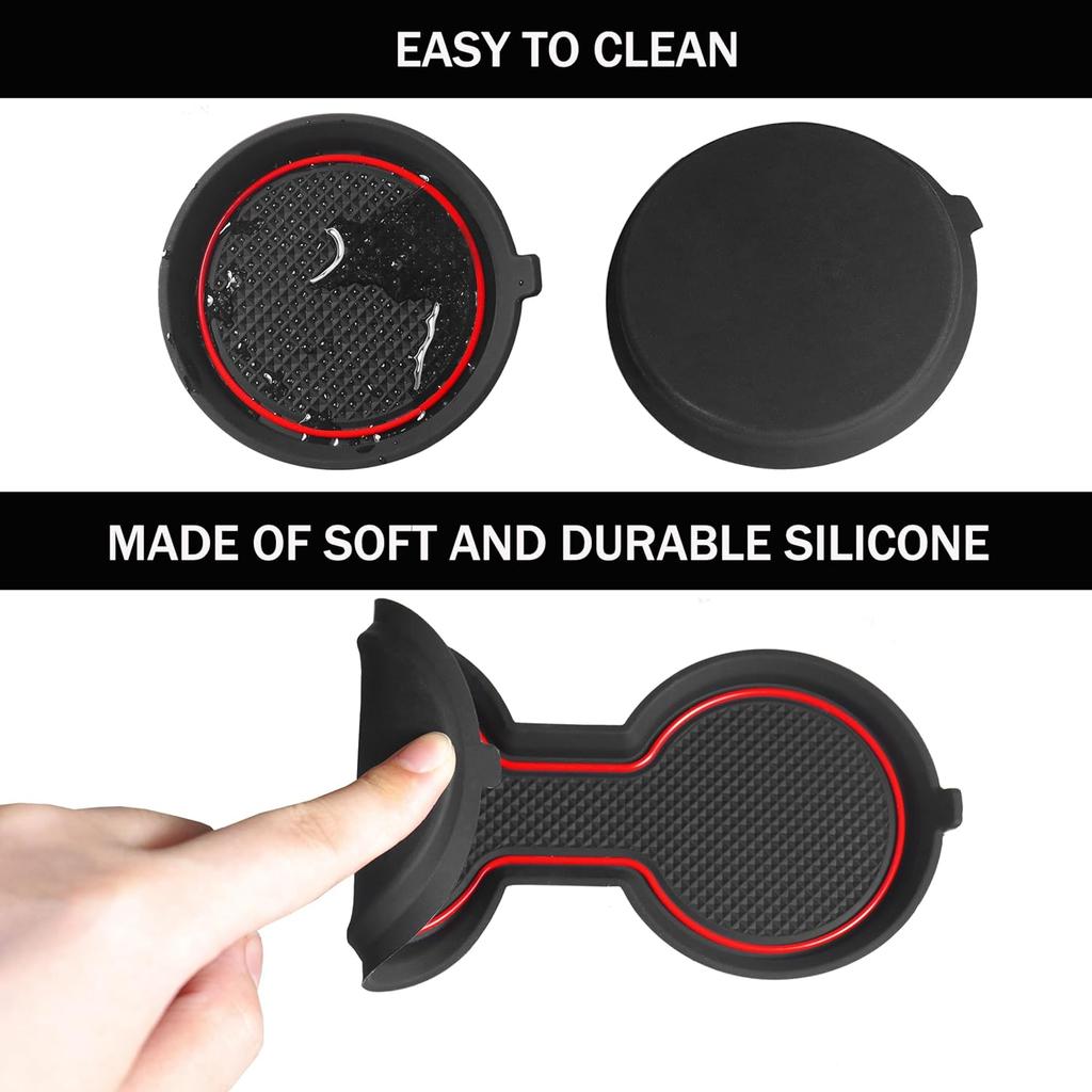 SENSHINE Cup Holder erts Liners for Tesla Model 3 Accessories - for Model Y 2025 -2024 Center Console Cup Holder Coasters Protector Mats Pads 3D