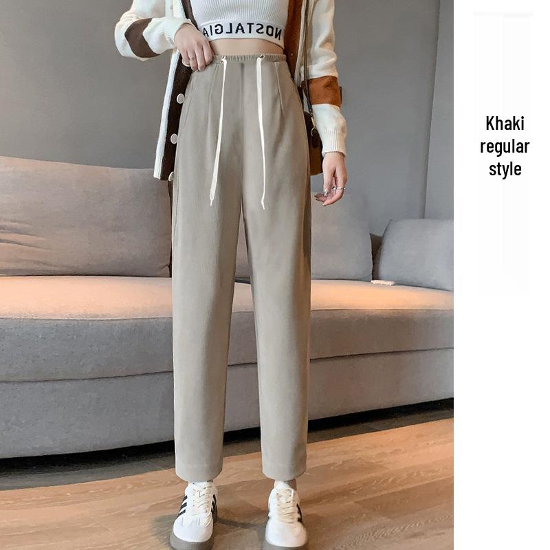

Maternity Plus Velvet Drawstring Pants - Fashionable Straight-Leg for Petites, Autumn/Winter 2025 M