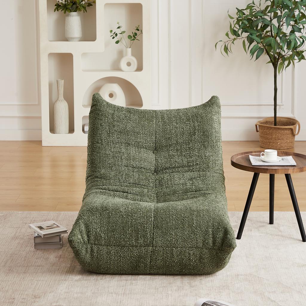 Chenille Caterpillar Sponge-Padded Sofa, Floor-Level Lounge Chair, Fireplace Lounge Chair, for Living Rooms, Bedrooms, Game Rooms, and Office