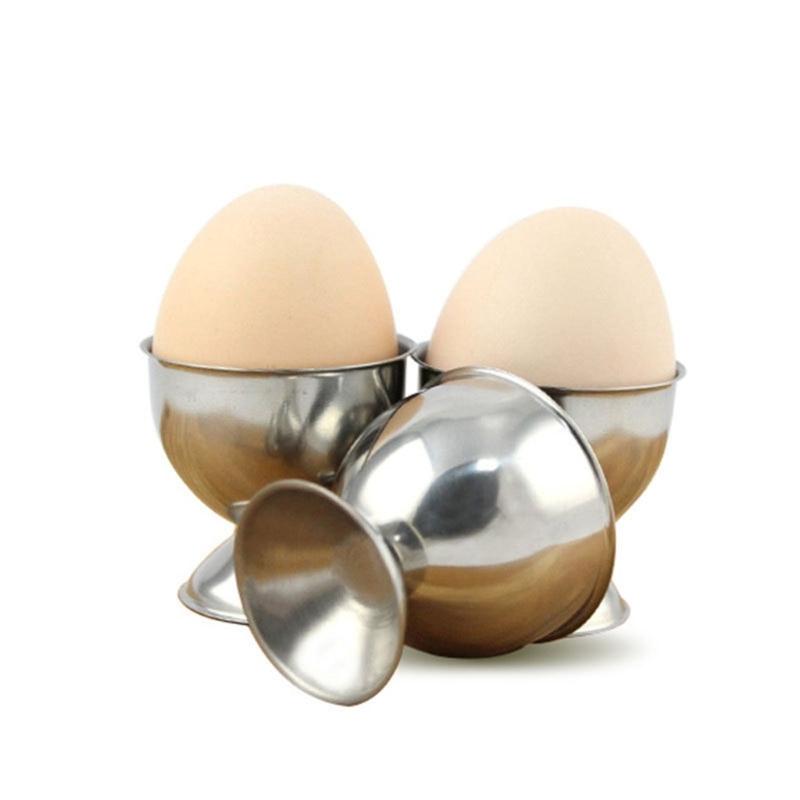 4Pcs Stainless Steel Egg Cups Egg Holders Egg Tray Kitchen Gadgets Tools for Hard Boiled Eggs, Silver