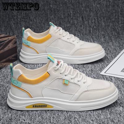 Summer Low-Cut Lightweight Breathable Men's Shoes with Hollow Mesh Leisure Fashion Sports White Board Shoes