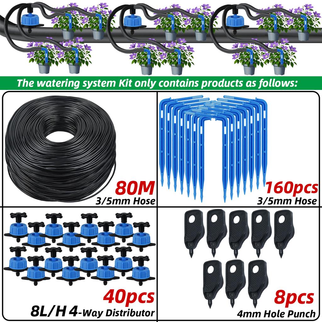 Kesla Drip Irrigation Kit 10-100M 4Way 2Way 8L Drip Arrow 3/5Mm Hose Watering System Dripper Sprinkler Pot Planting Greenhouse