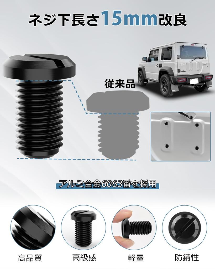 Auto-Spezifikation Suzuki Jimny Bolzen, Spezielles Design, Heckklappenbolzen, Kappe für reserveradlose Montage, JB64,