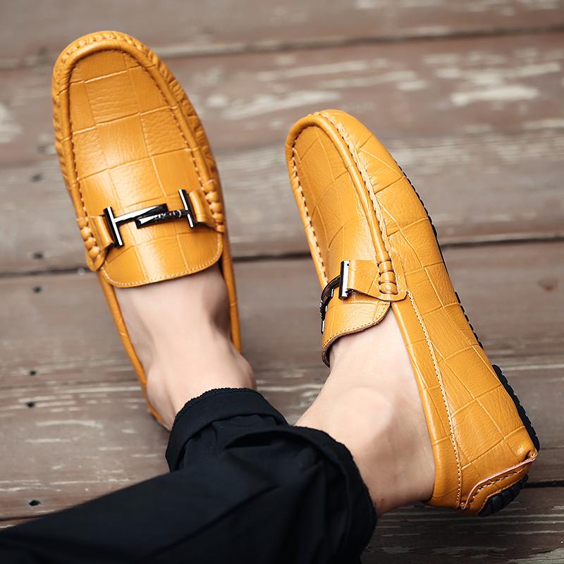 Divatos férfi mokaszinok Puha KÜLTÉRI Kiváló minőségű kényelem Kézzel varrott cérna Cipők Férfi Lapos Vezetőcipők kék Puha Összecsukható Babcipők