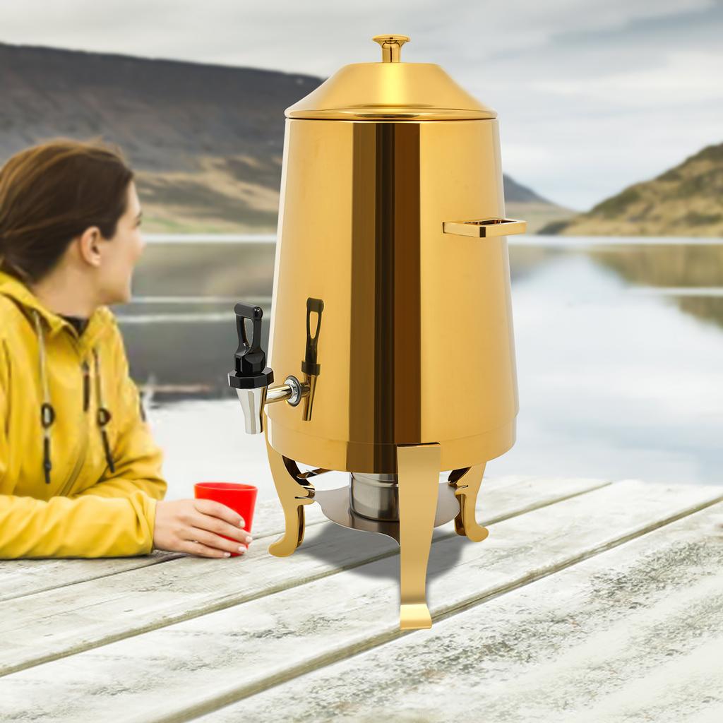 13L Golden Stainless Steel Beverage Dispenser, Insulated Drink Dispenser for Hot & Cold Coffee, Party Drink Container w/ Spigot