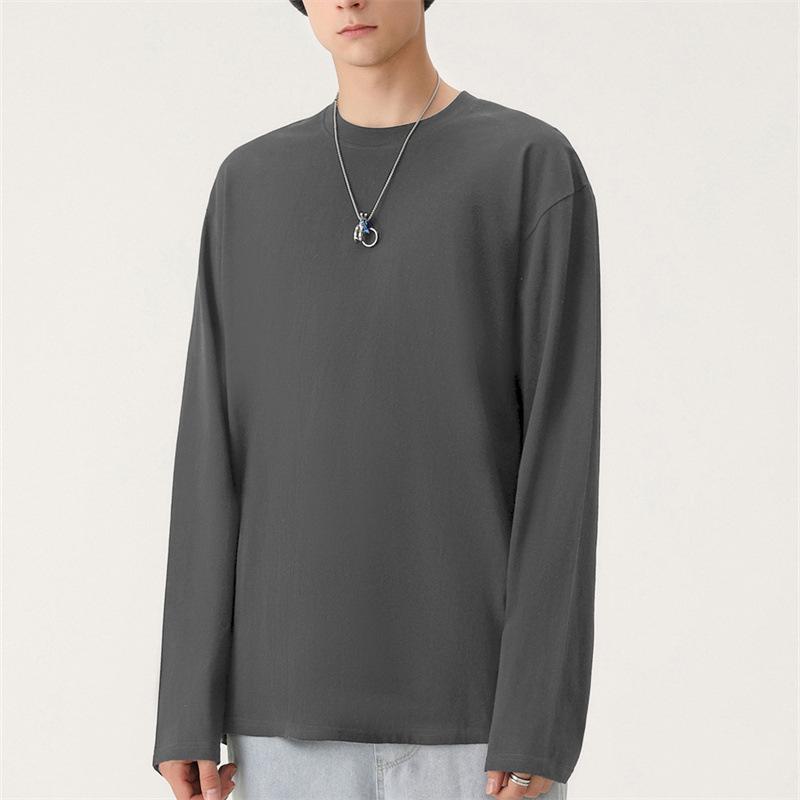 

Мужская футболка с длинным рукавом из плотного хлопка - Стиль знаменитости, Универсальный повседневный базовый слой, Черный свитшот S