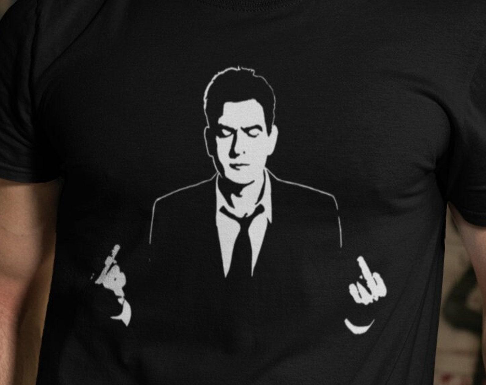 Charlie Sheen Middle Finger T-Shirt - Two and a Half Men Movie Tee L