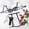 Embroidery Ins Internet Celebrity Lace Girl Mesh Perspective Sexy Lingerie Three W