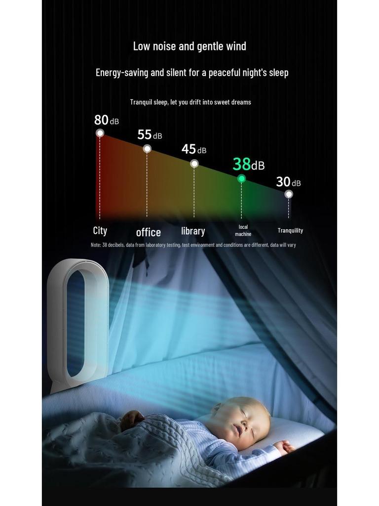 Bladeless Silent Ion Air Purifying Fan with Remote - Dual-Use for Hot & Cold