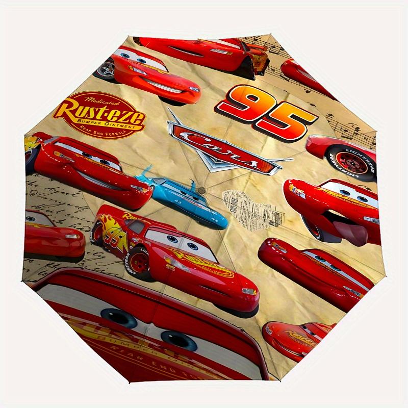 Lightning McQueen, Cars Automatisches Öffnungs- und Schließschirm, Kompakter Reiseschirm, Leicht und Tragbar, Geeignet für Strand Pendeln