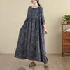 Plus Size Cotton Vintage Floral New In Dresses for Women Casual Loose Long Spring Autumn Dress
