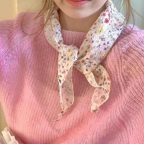 

WTEMPO Женские шелковые шарфы с цветочным принтом весна-лето в стиле ретро, элегантные, модные, универсальные, повседневные, солнцезащитные, съемные шарфы 2pcs бежевый