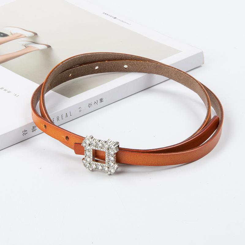 Diamond-in Leather Women's 1.0 Thin Belt Cowhide with Dress Casual Pants Women's Versatile Belt