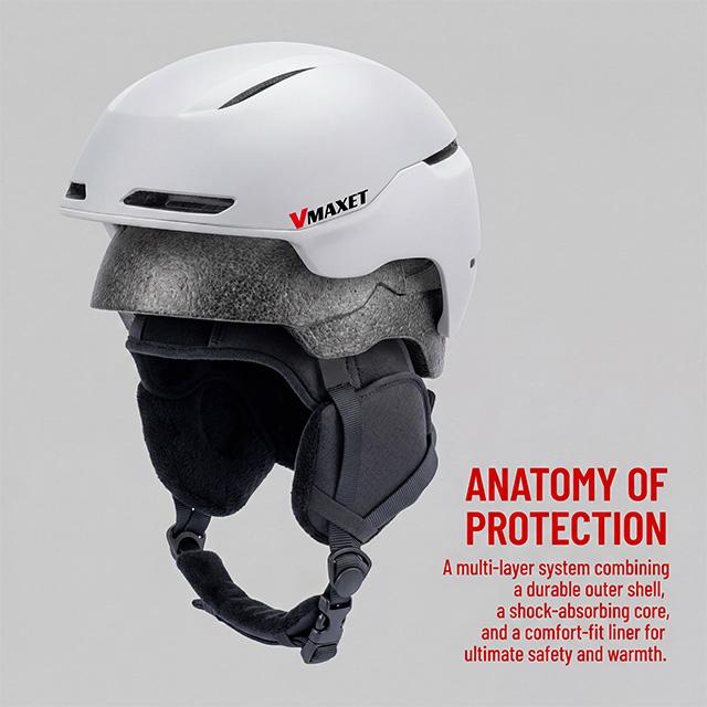 VMAXET MS-09 Unisex Ski Helmet PC+EPS Winter Breathable Safety Ear Warmer Sport 9 Air Vents 320g Lightweight