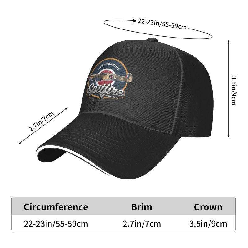 Supermarine Spitfire Malta Baseball Cap Adult Fighter Plane WW2 War Pilot Aircraft Airplane Adjustable Dad Hat Unisex Women Sports