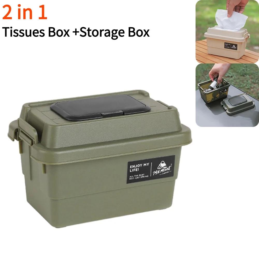 1.1L Outdoor Camping Storage Box Travel BBQ Utensils Organizer Seasoning Bottle Storage Box Portable Desktop Tissue Container