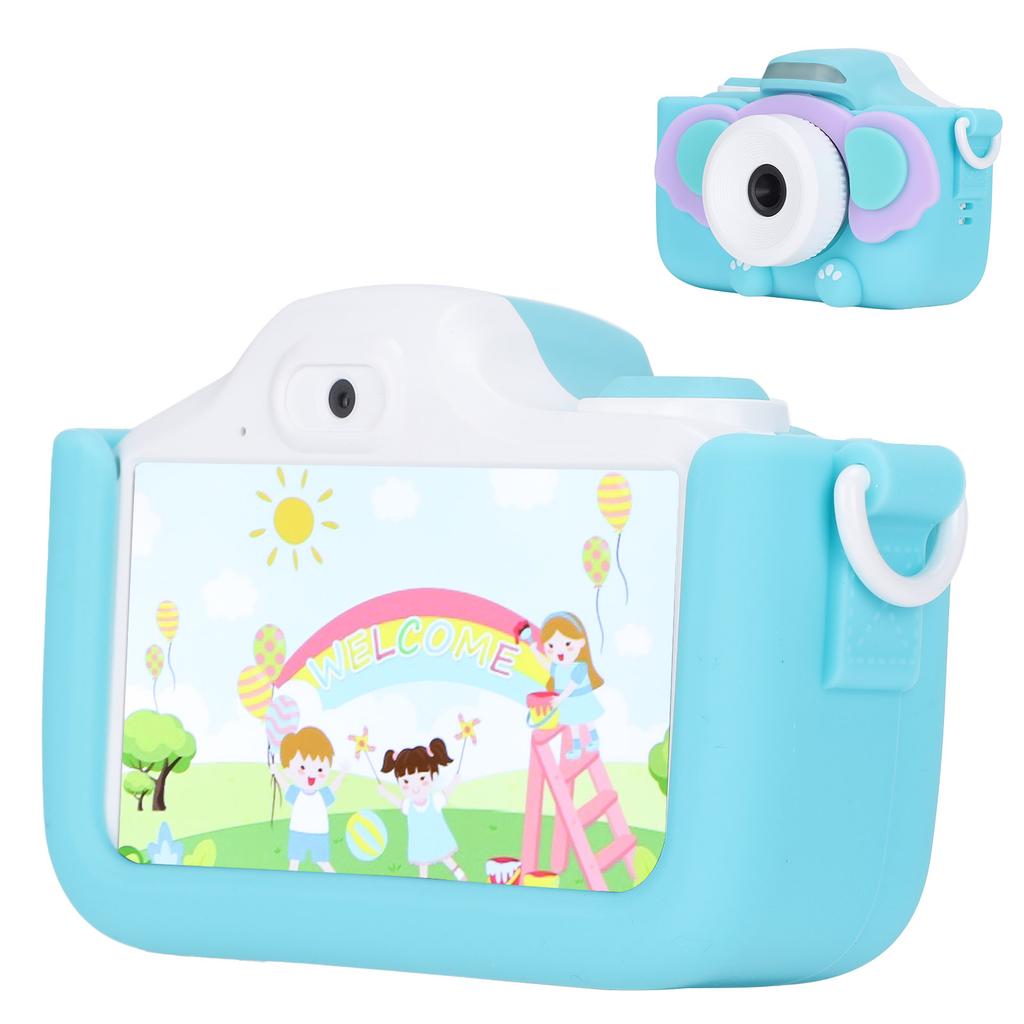 48MP Children Digital Camera 3.0in HD IPS Touch Screen WIFI Video Recording CameraBlue (Elephant Pattern)