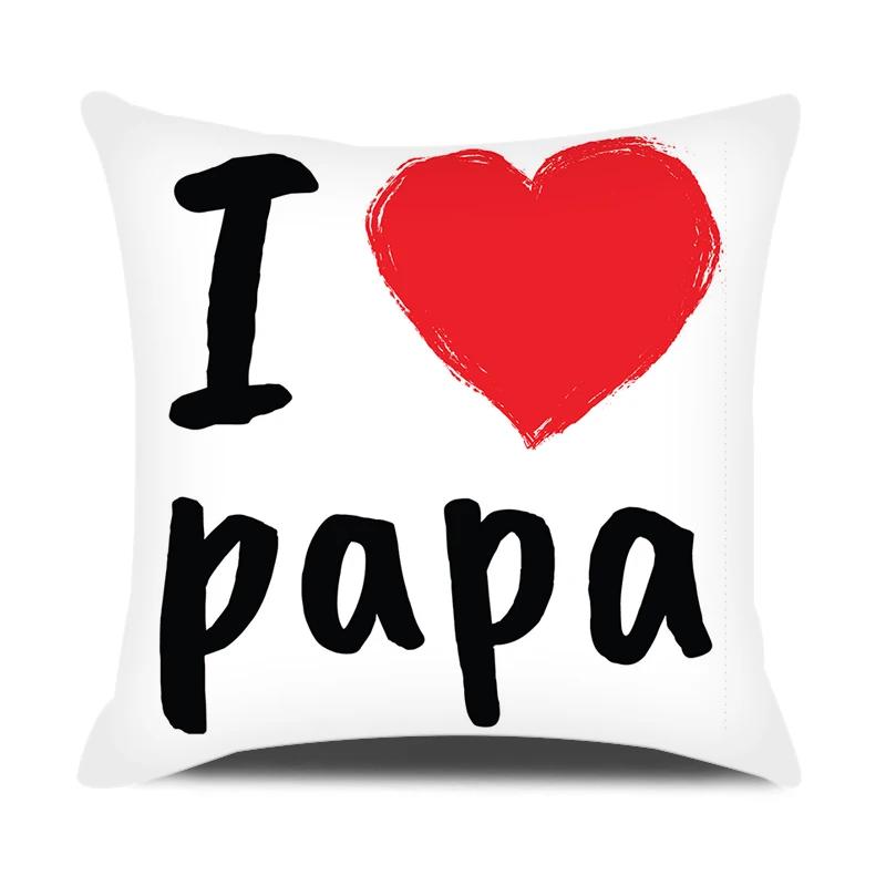 Vatertagsgeschenke Kissenbezug 18x18 Zoll Ich liebe Papa Buchstaben Dekokissenbezug Party Zuhause Dekokissenbezug für Sofa