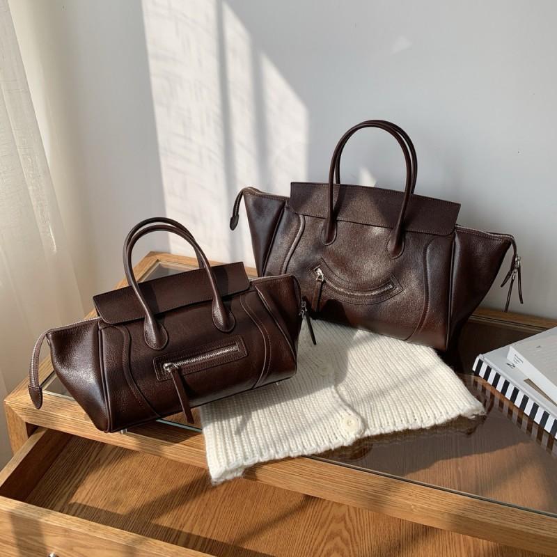 Genuine Leather Tote Bag Women Structured