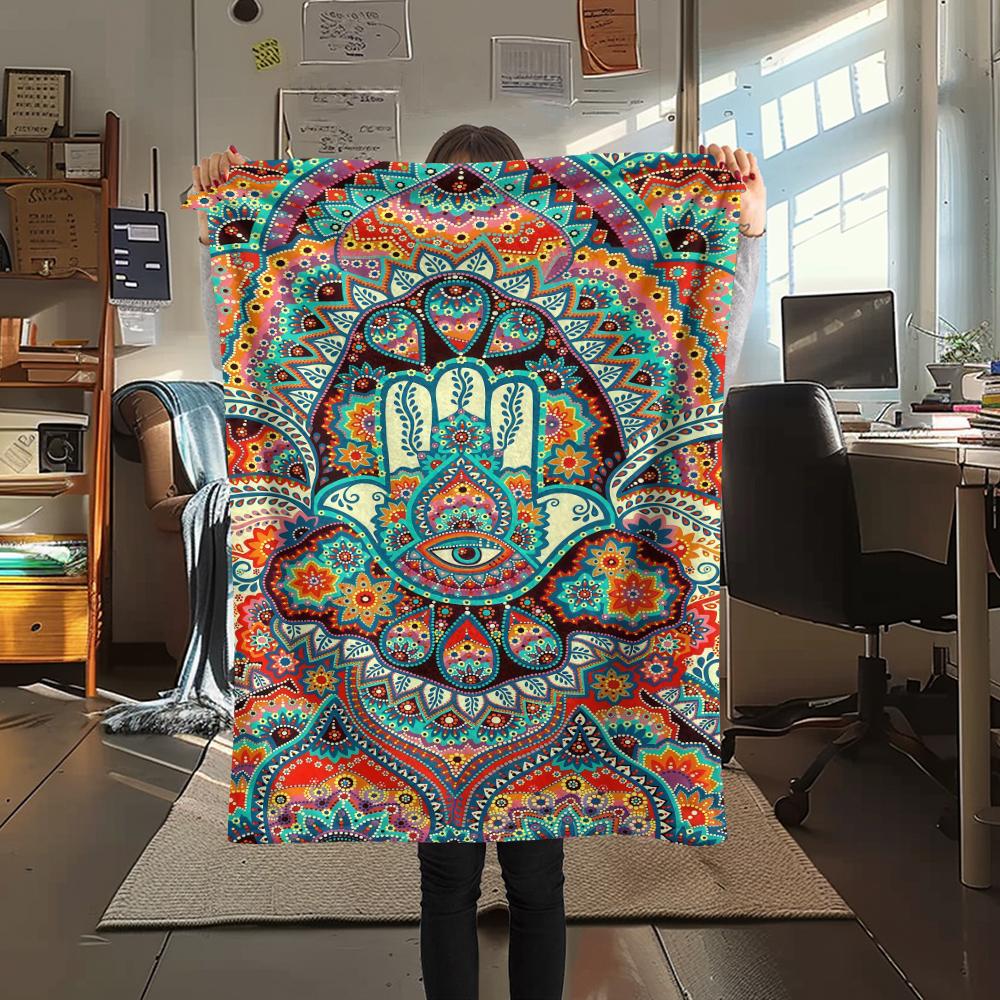 1PC Nazar Boncuğu Print Flannel Blanket, High Quality All Seasons, Home Decor, Warmth and Comfort, Perfect for Christmas Gifts