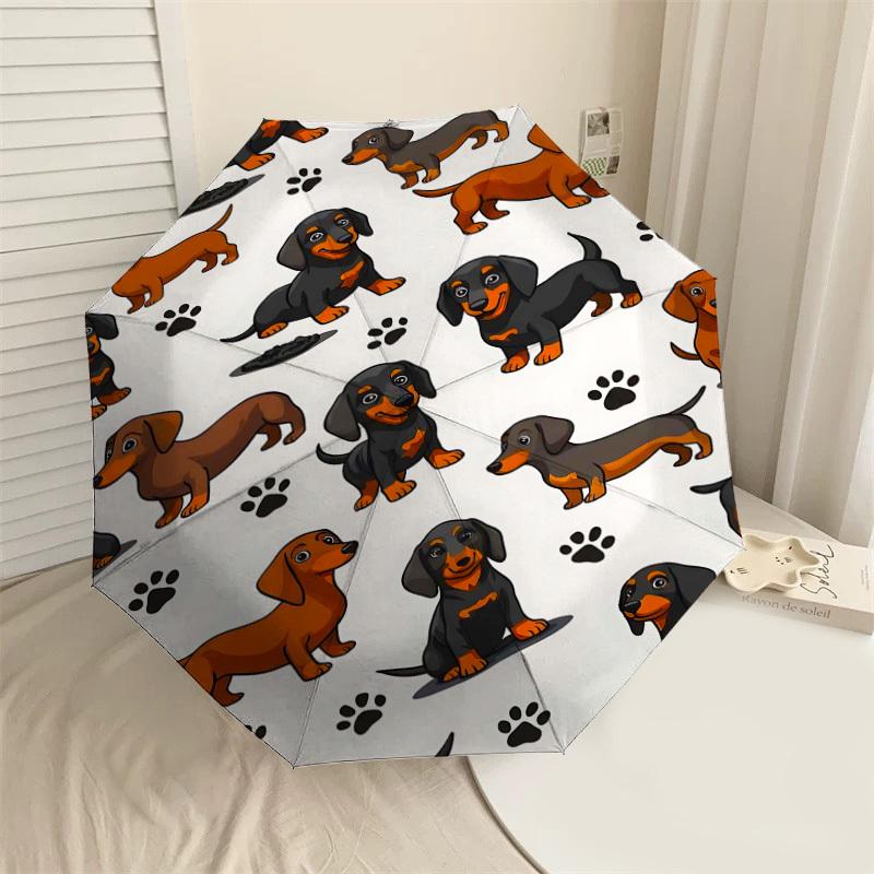 

1PC Dachshund paw prints Umbrella-8-Rib Reinforced Portable Folding Travel Suitable for All Seasons Outdoor Daily Use -J0398