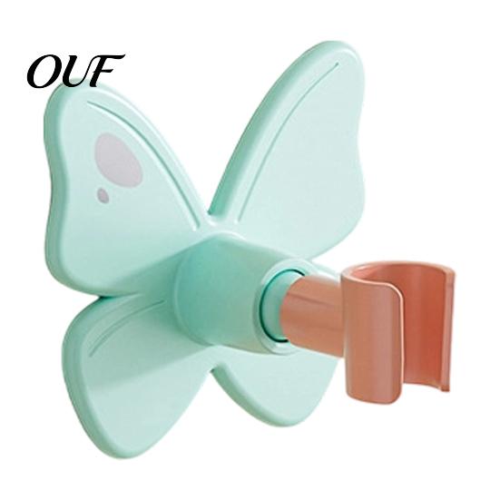 Bathroom Shower Accessory Butterfly Head Holder, Wall Mounted Self-adhesive Handheld Hands Free Holder Bracket, Universal Adjustment Waterproof