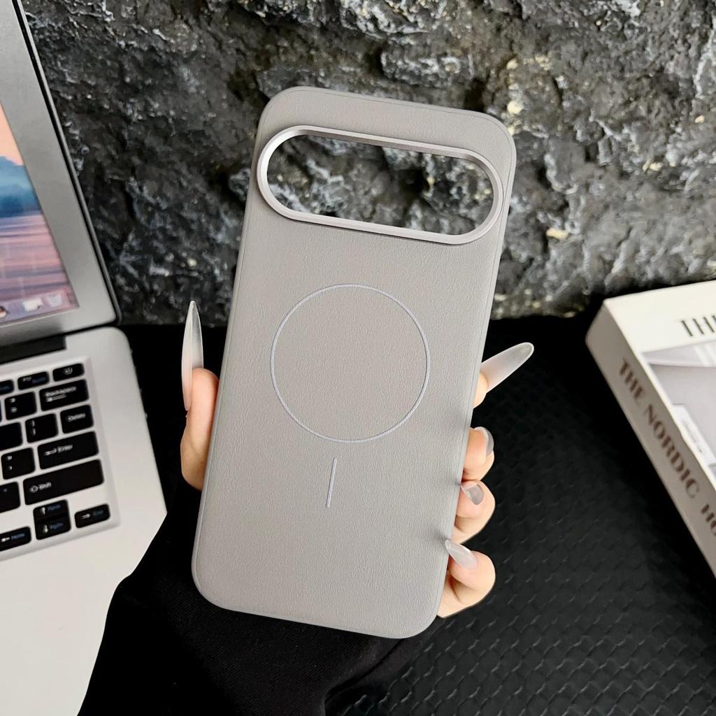 Texture Cuir Mat de Luxe Pour Étui de Chargement Magnétique Magsafe Pour Google Pixel 10 Pro XL Bague Métallique d'Objectif Résistante aux Chocs Housse de Téléphone