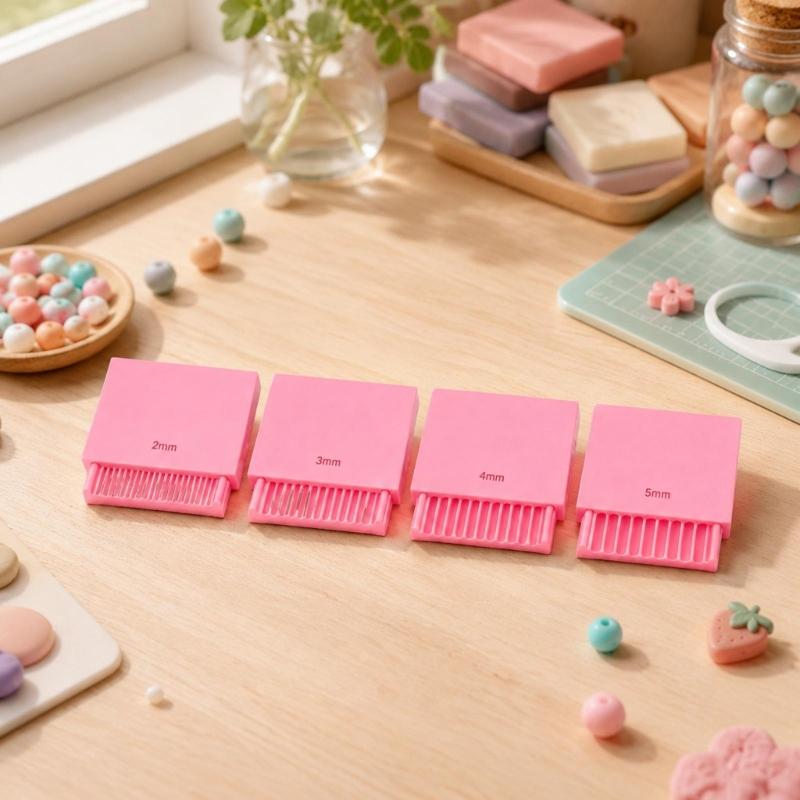 Polymer Clay Bead Roller Tool Set, 4 Piece Plastic Channel Forming Tools with 2mm 3mm 4mm 5mm Size Options for Small Bead and Charm Projects