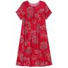 Plus Size Loose Vintage Print Langes Kleid für Damen Lässige Kurzarm-Sommer-Damenkleider