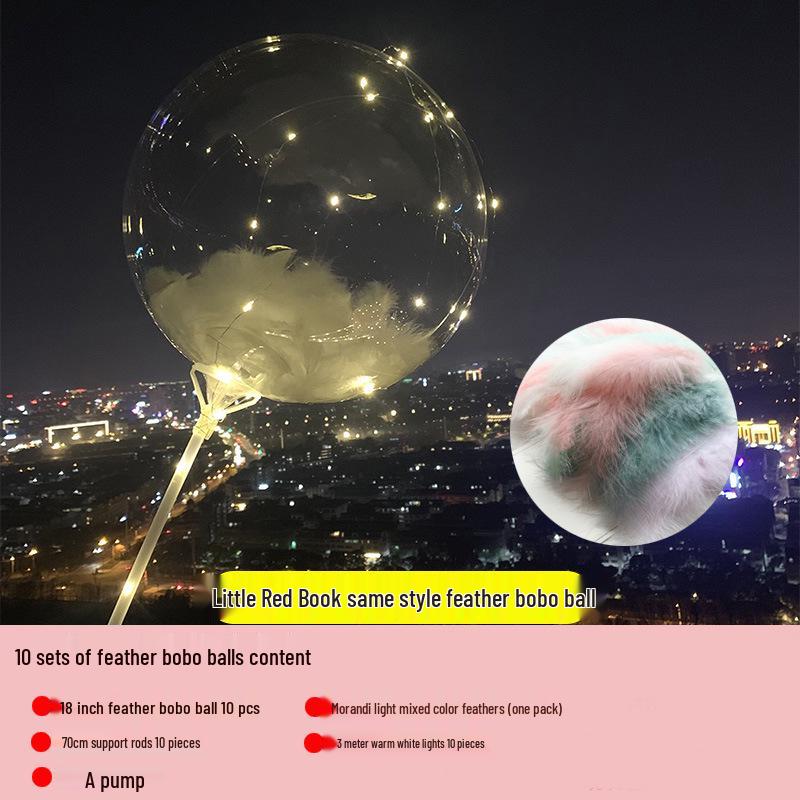 Transparent Floating Bobo Balloon Feather Decoration for Birthdays, Engagements, Banquets, and Weddings