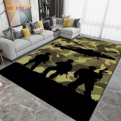 Militärische Tarnteppiche für Wohnzimmer, Schlafzimmer, dekorativ, Outdoor-Campingteppiche, Fußmatte, Küche, Badezimmer, rutschfeste Fußmatten