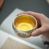 Gold Thread Enamel Gilded Sterling Silver Tea Cup: Auspicious Dragon and Phoenix Design - Creative Gift Set.